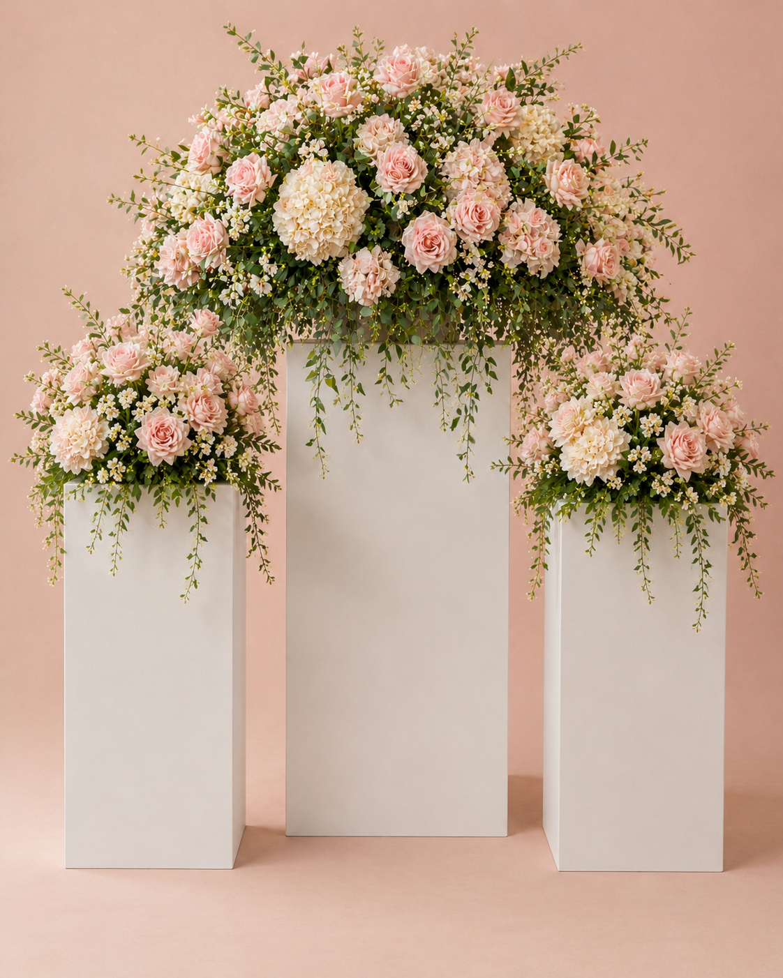 White Floral Display Pedestals