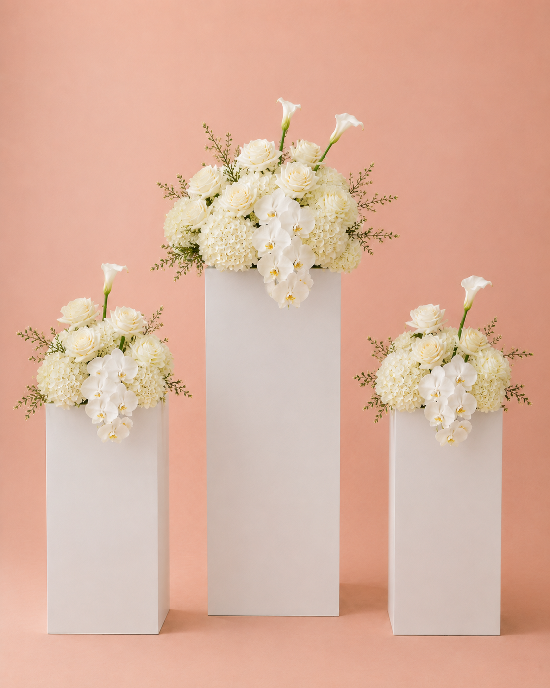 White Floral Display Pedestals view 2